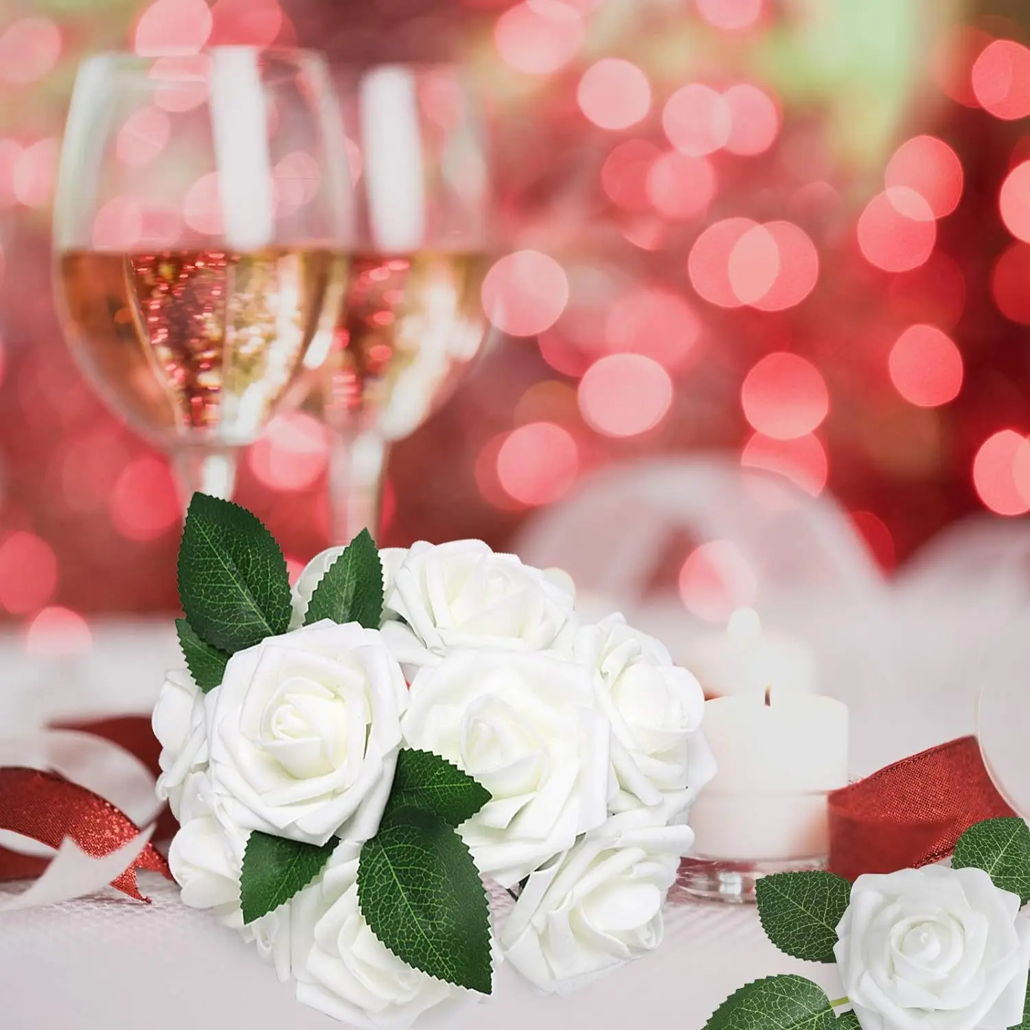25pcs Artificial Flowers, Fake Flowers Roses  W/stem For DIY Wedding Bouquets Centerpieces Arrangements Party Home Decorations