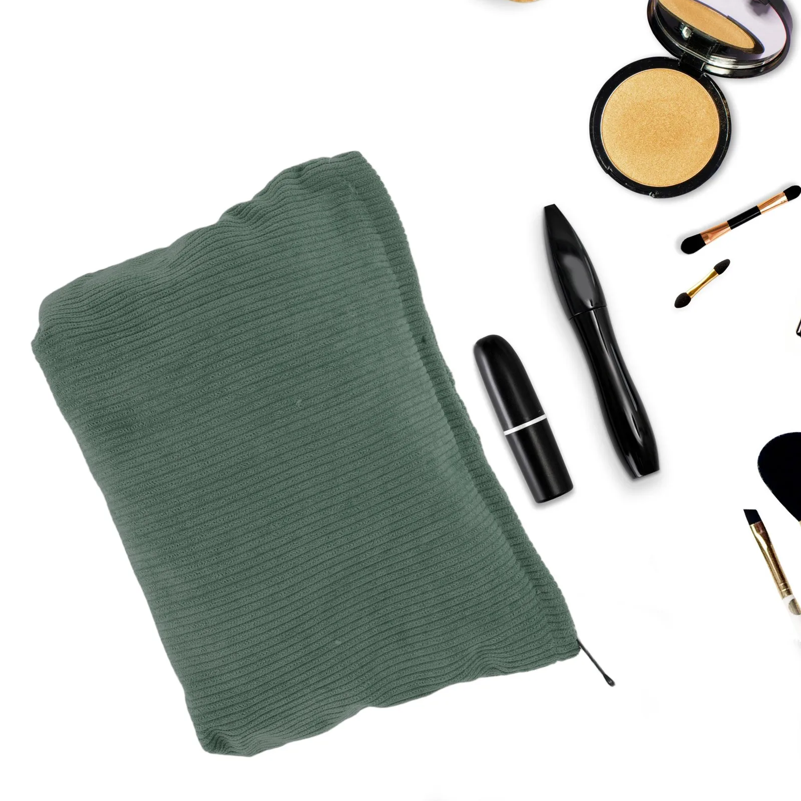 コーデュロイ化粧ポーチ 小さなポーチ 旅行用トイレタリーバッグ 女性用 口紅 コインケース 化粧品オーガナイザー ミニジップケース