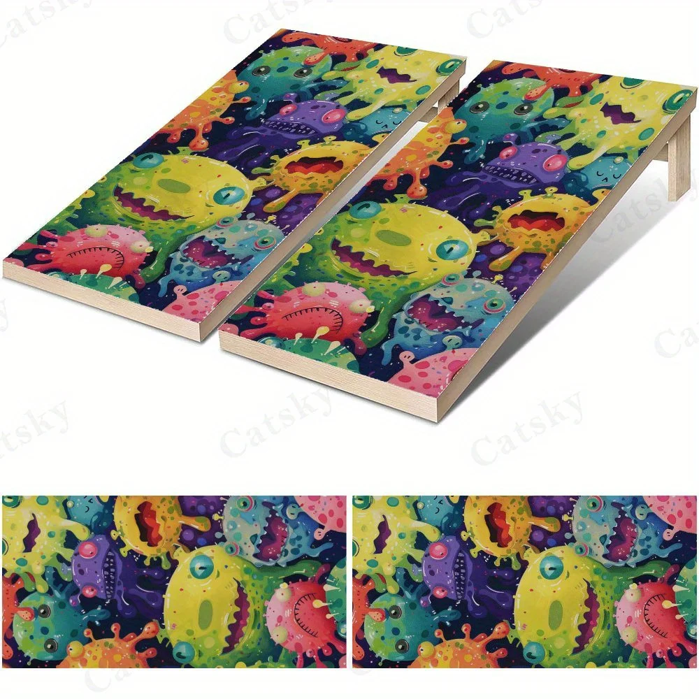 Cute Colorful Monsters,Playful Creature Print,Fun Decor,High Value! 2D Flat Vinyl Sandboard Stickers - Bubble-Free, Easy Applica