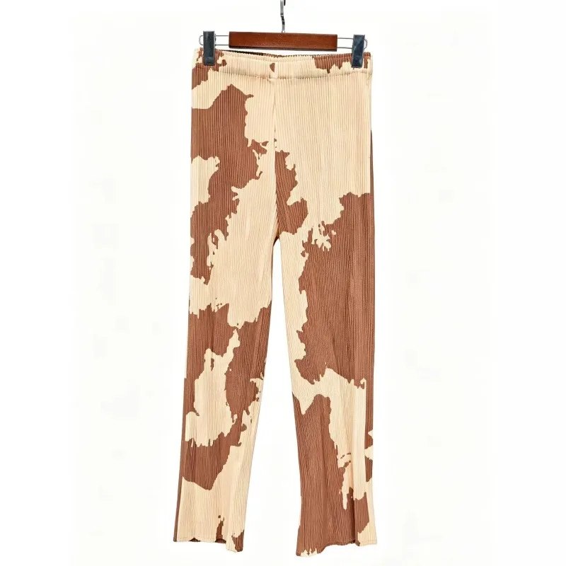 

Miyake Pleated Pants 2026 Summer New Original Design Niche Cow Pattern Casual Straight Trousers Casual Versatile Women's Pants