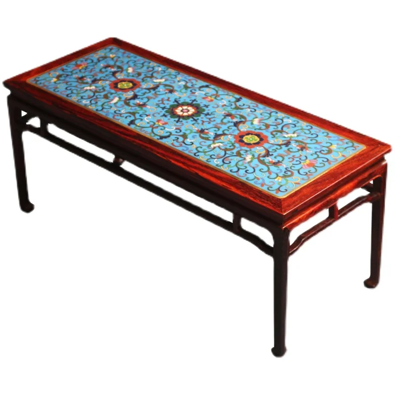 

Red sandalwood inlaid cloisonne desk ornament wood carving Buddha statue incense burner base