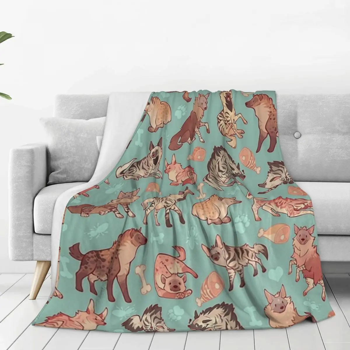 Hyenas In Minty Blankets Fleece Lightweight Sofa Throw Blankets For Couch Bedding Outdoor Throws Bedspread Quilt