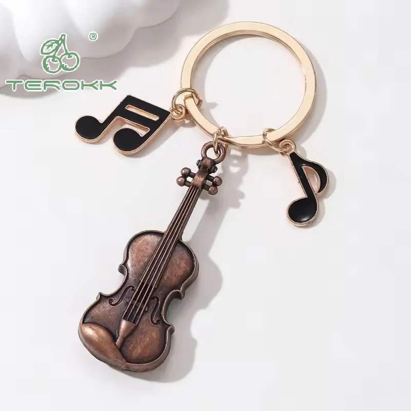 Porte-clés en émail pour Instrument de musique, 1 pièce, Notes de violon classiques, bon cadeau pour amis, musicien, bijoux faits à la main