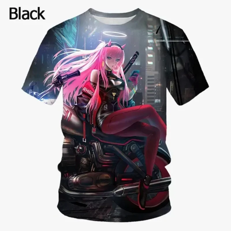 Anime DARLING in the FRANXX Zero Two 3d Print T-shirt Unisex Hip-hop Funny Harajuku Casual Short-sleeved T-shirt Tops