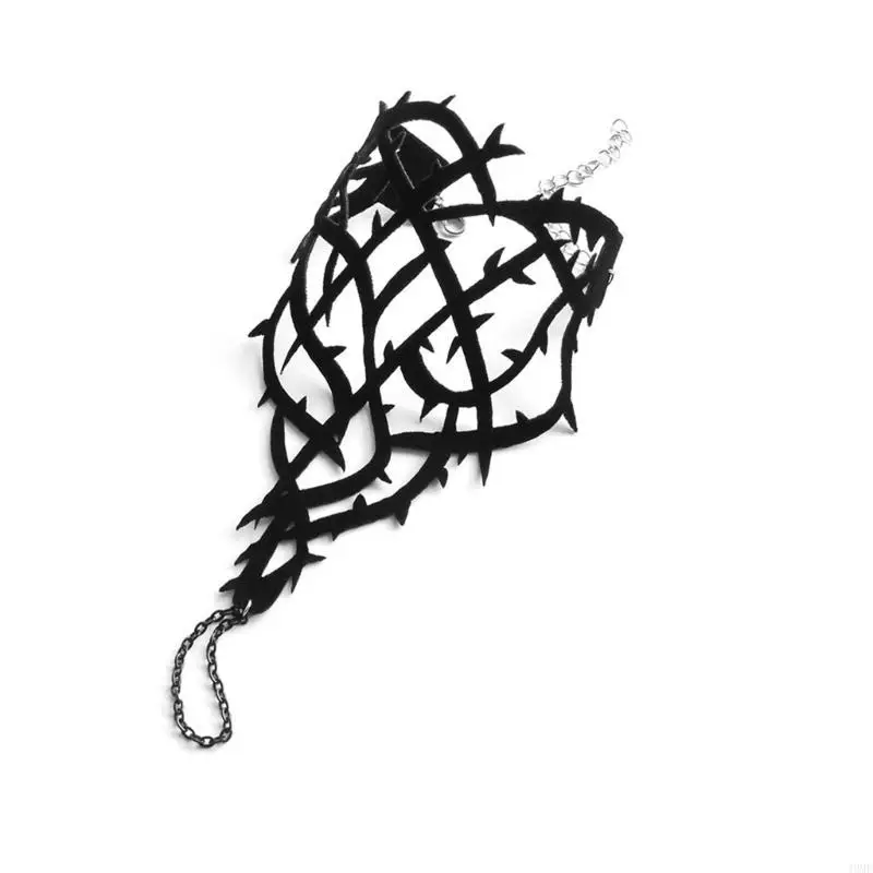 49mf gelang hitam wanita yang dapat disesuaikan gelang gothic duri gelang halloween pesta gelang perhiasan aksesoris untuk pesta