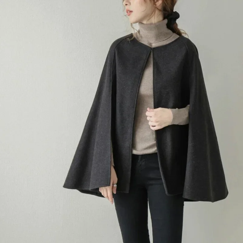 

2024 new product woolen coat women's autumn versatile outer wear nizi shawl women's explosion