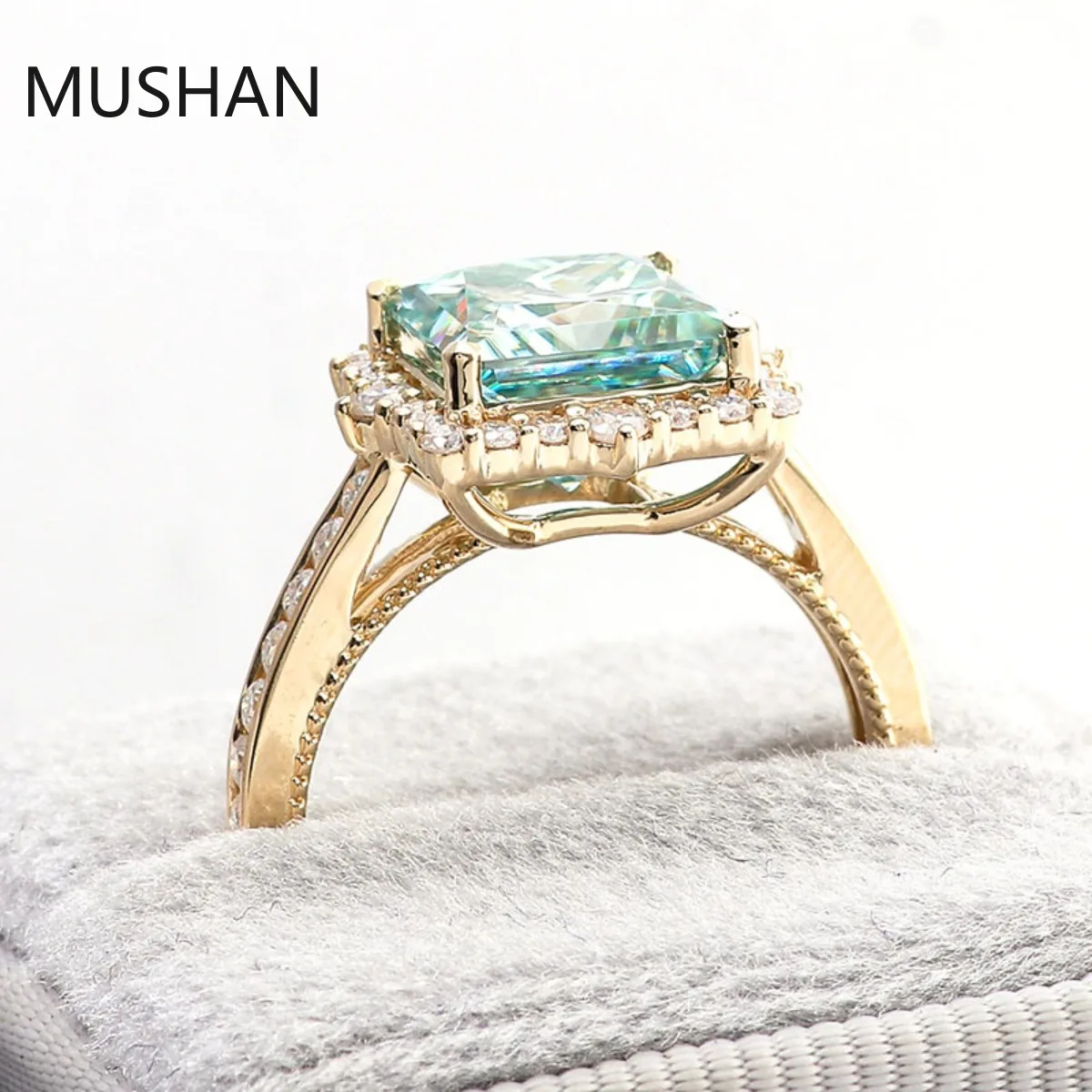 MUSHAN Luxury Custom 14K 18K Gold Rings Band Jewelry With Moissanite Diamond Lab Grown Gemstones Diamond Wedding Ring For Women view 4