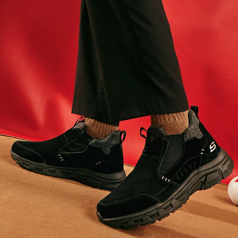 Skechers Authentic 237283C‑BBK Men Mid‑Top Hiking Shoes Fleece Lined Warm Winter Outdoor Urban Trekking Sneakers