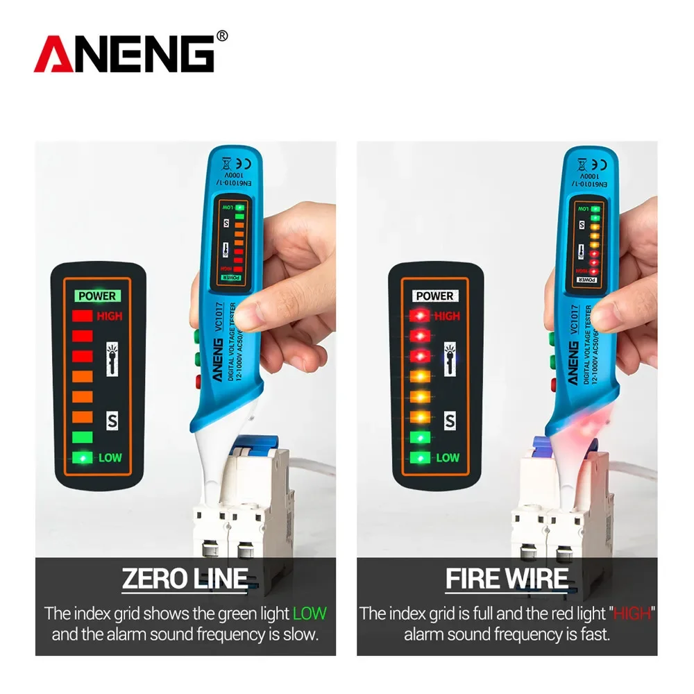 Aneng VC1017 Ac Voltage Detector Tester Meter 12V-1000V Non-Contact Pen Stijl Elektrische Indicator Led voltage Meter Vape Pen