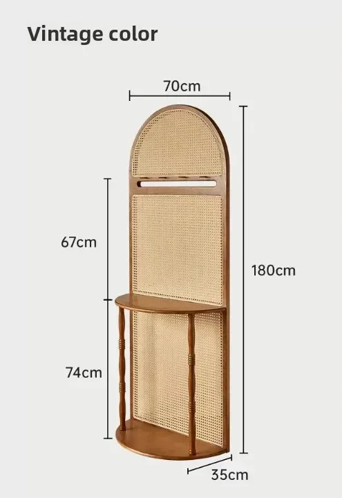 French retro solid wood rattan screen partition living room entry door blocking entrance cabinet modern simple shelf