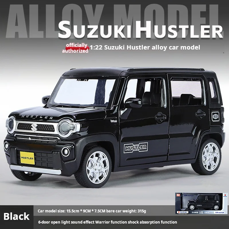 1:22 Suzuki HUSTLER Alloy Simulation Off-Road Vehicle Jeep Model Desktop Decoration Ornament Kids Toy Gift Light & Sound