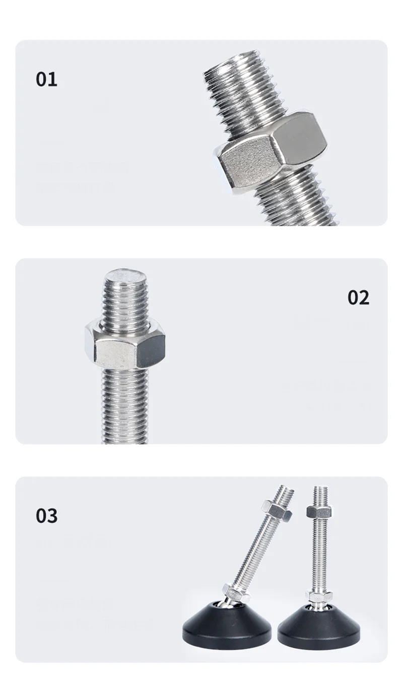 1Pcs M8 M10 M12 M16 M20 M24 304 Stainless Steel Nylon Universal Foot Cup Adjustable Support Feet D40-D100 Rotatable Foot Pad