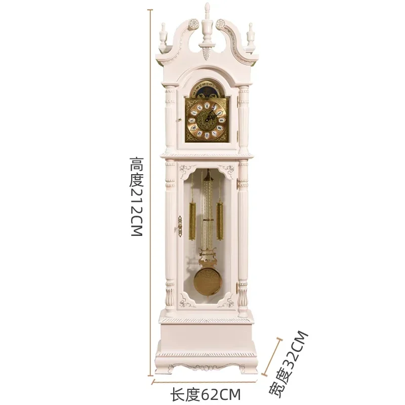 European Style the Grandfather Clock Living Room Villa Retro White Vertical Large Pendulum Clock Polaris Luxury Clock