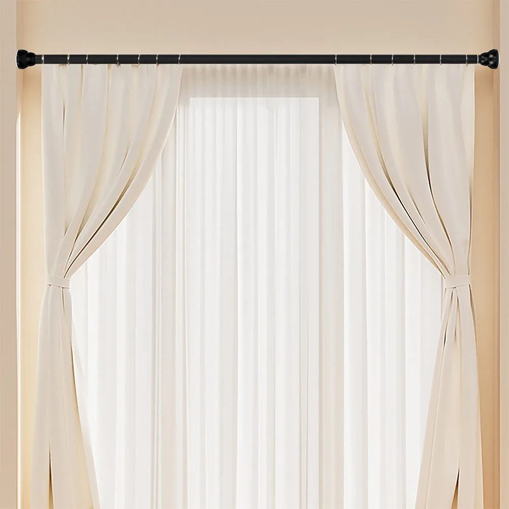 

Stainless Steel Telescopic Pole No Drill Adjustable Clothes Drying Rod Shower Curtain Bar Door Wardrobe Tension Rail Black Small