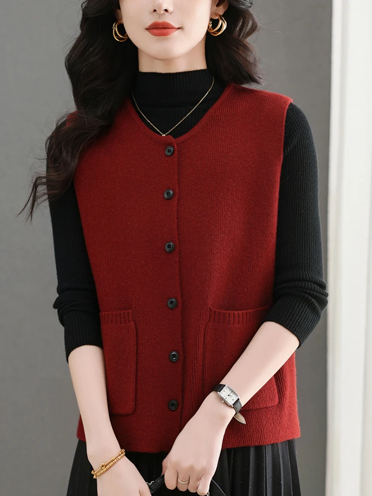 

Женский шерстяной открытый кардиган, вязаный жилет, свободный крой, круглый цвет, Ne с ket, весенне-осенняя верхняя одежда, многослойный топ