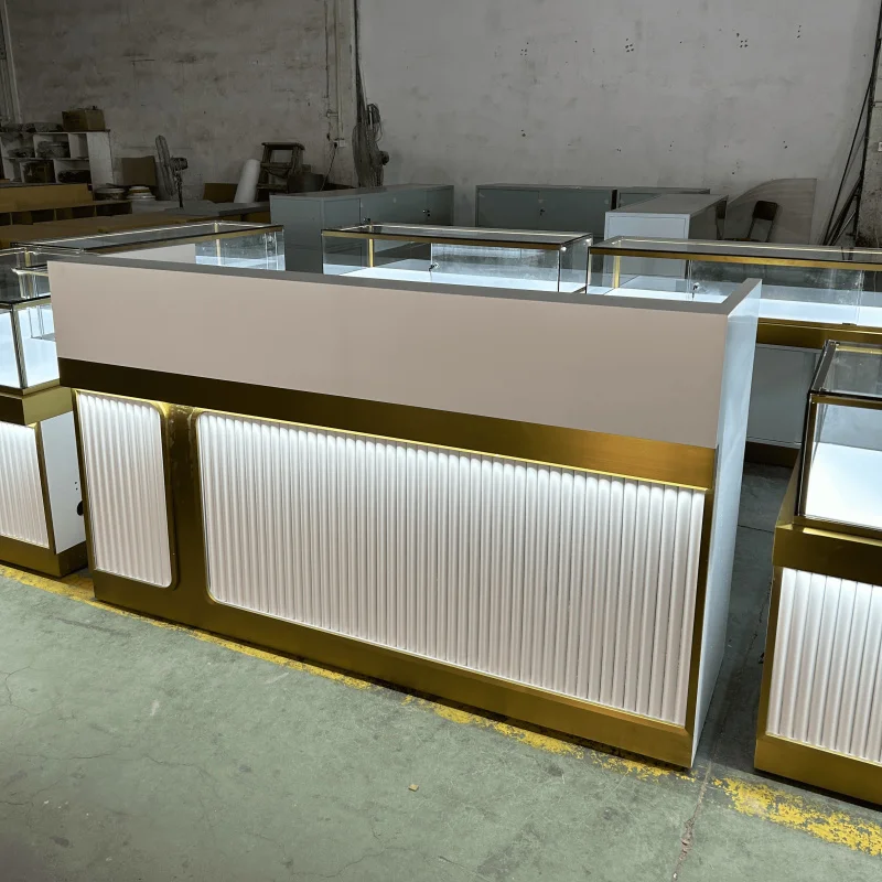 

custom.Modern Jewellery Display Showcase Shop Counter Stainless Steel Luxury Cabinet Jewelry Store Glass Furniture Jewelry Kiosk