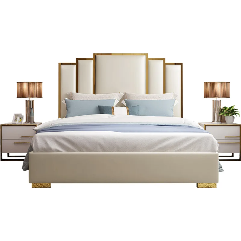 

Internet celebrity light luxury bed, postmodern simple double bed, American storage Hong Kong style