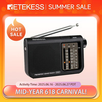 Retekess V117 Analog AM FM Radios ABS Material Shortwave Radio with Telescopic Antenna Large Knobs Ideal for Indoor and Senior