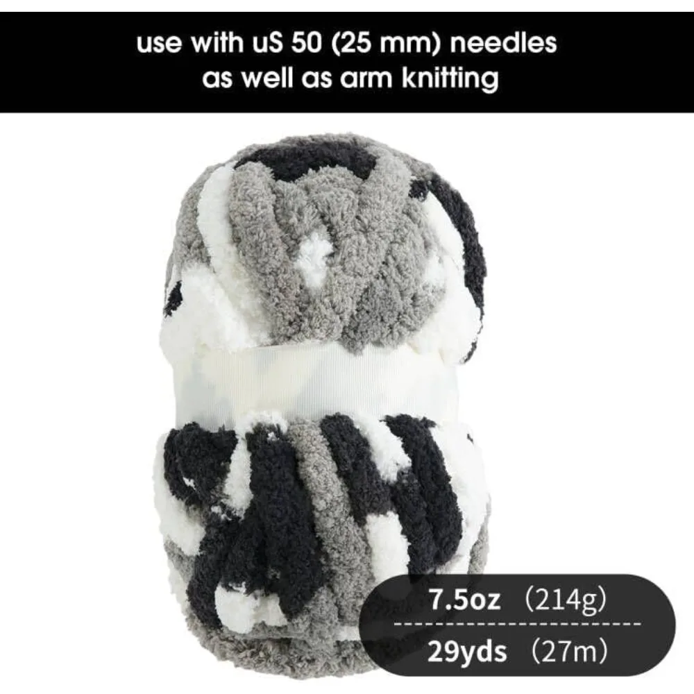 Super Bulky Soft Fluffy Yarn for Crocheting, Tie Dye Plush Fuzzy Yarn, 18 Pack Giant Chunky Yarn, Mixed Color Thick Yarn for Cra