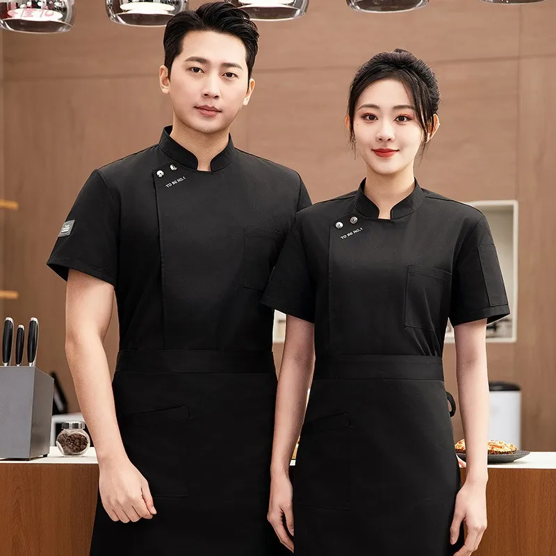 

Summer Thin Breathable Mesh Short Sleeve Chef Jacket for Catering Hotel Restaurant Canteen Pastry Baker Workwear Kitchen Clothes