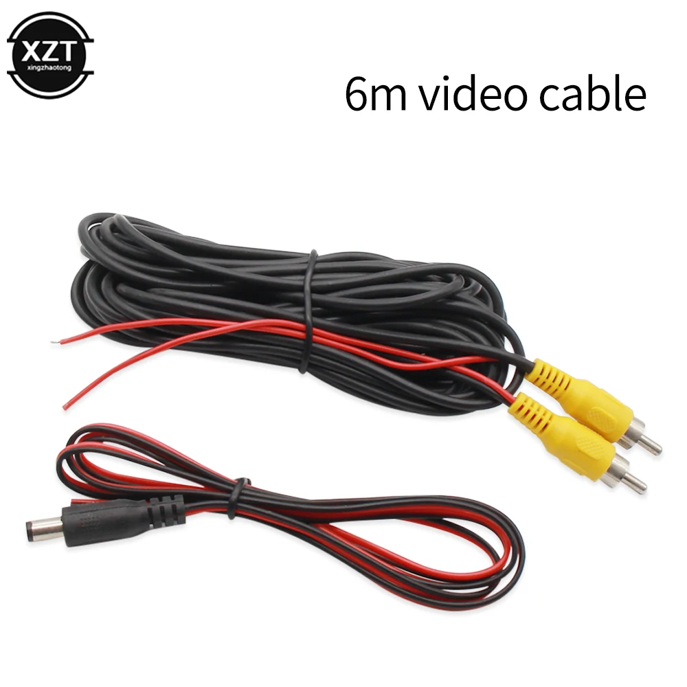 Cable de vídeo de cámara de marcha atrás para estacionamiento de Vista trasera de coche, de 6M Cable Universal, compatible con Monitor Multimedia con Cable de alimentación