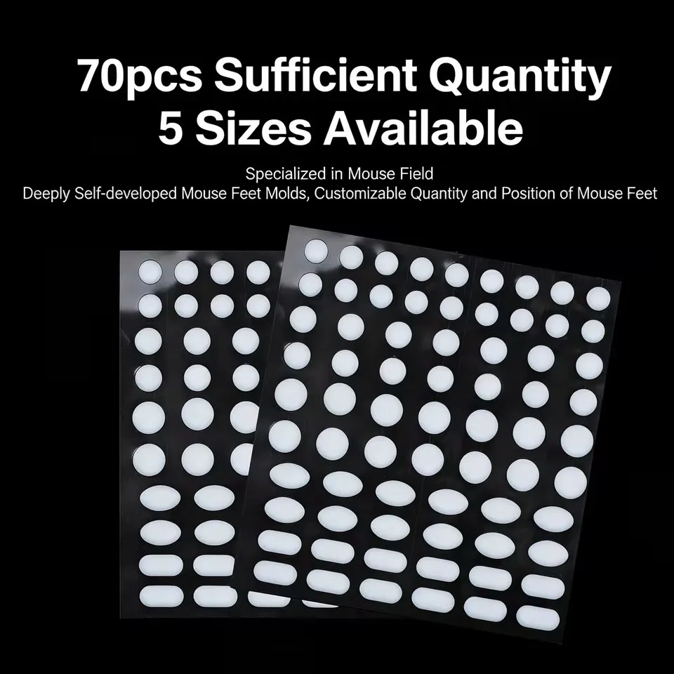 ATK Crystal Jade Mouse Skates 100% PTFE Teflon 70 Pcs 5 Sizes Universal Gaming Mouse Feet Pads Wear Resistant Smooth for Esports
