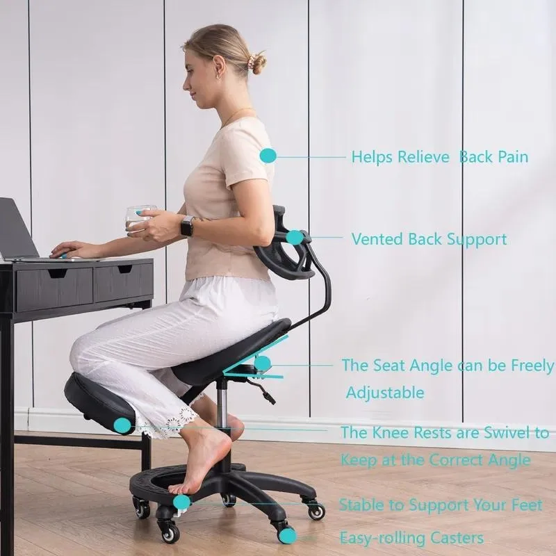 LLY Ergonomic Computer Chair Home Comfort Office Back Chair Sitting Correction Kneeling Chair