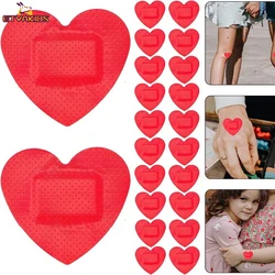 Coração vermelho Band Aid Skin Patch para meninas, ferida de gesso, tiras médicas respiráveis, ataduras para pescoço, Hickey, amor, cobertura de mordida, 10pcs