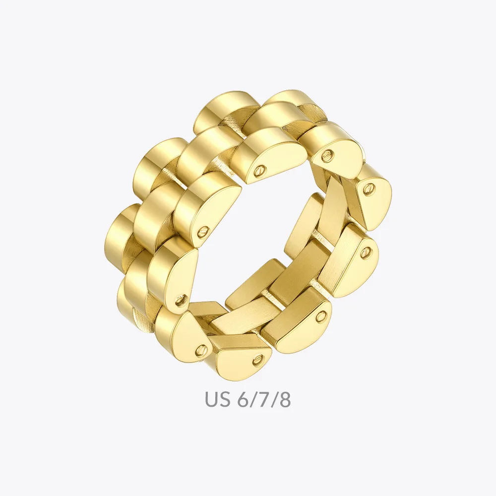 ENFASHION Hip-Hop Watchband Rings For Women Gold Color Ring Stainless Steel Gifts 2020 Fashion Jewelry Anillos Mujer R204076