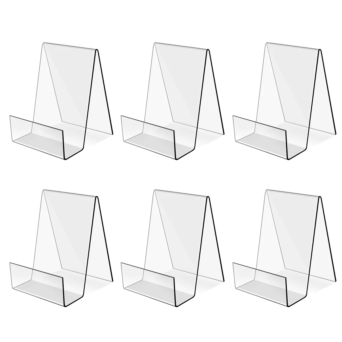 6PACK Acrylic Book Stand Clear Acrylic Display Easel Holder for Displaying Picture Albums, Books, Music Sheets(Small)