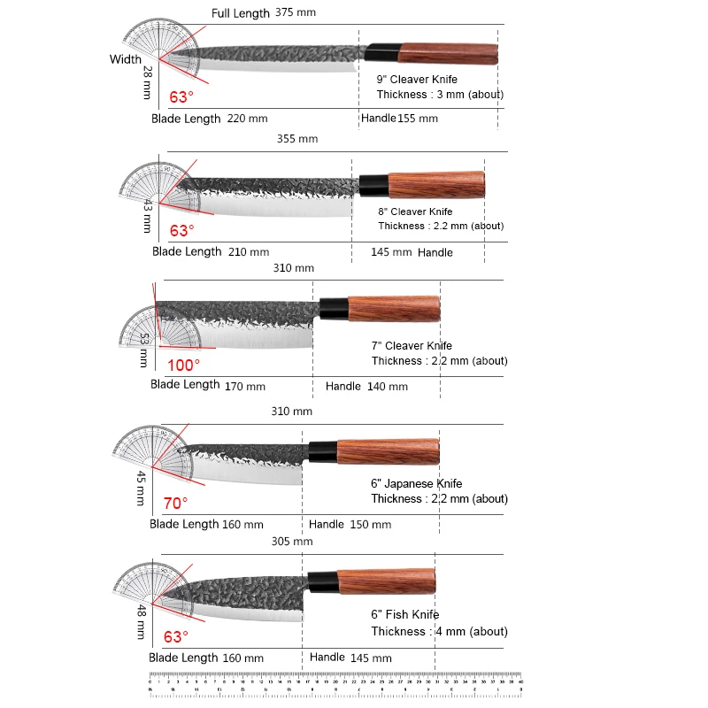 Chef Knife Hand Forged Blade Fish Filleting Knife High Carbon Steel Blade Kitchen Knife Cleaver Meat Slicing Knife Wood Handle