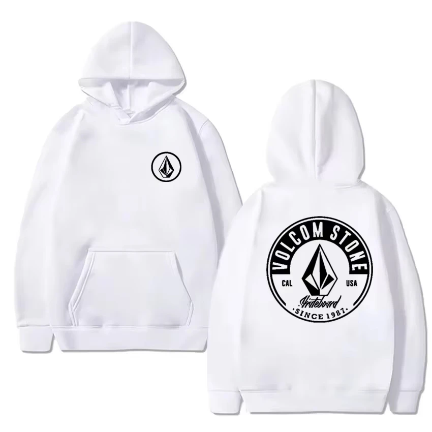 Moletom masculino Volcom com capuz e mangas compridas, estilo hip-hop, casual, para atividades ao ar livre, outono e inverno.