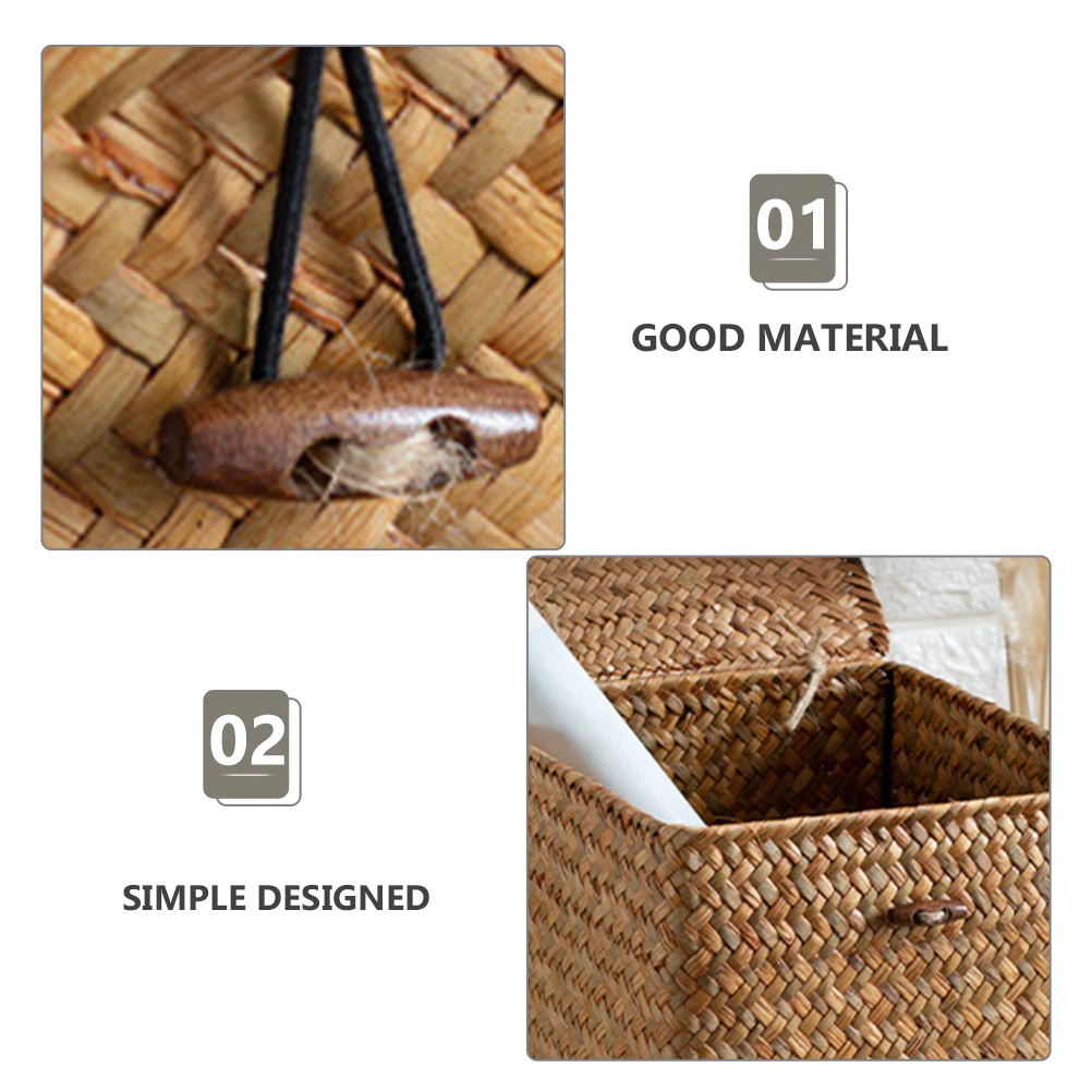 Almacenamiento tejido de paja de gran capacidad para Picnic, contenedor organizador para campamento, cesta de flores para el hogar, contenedores decorativos Vintage, utilidad