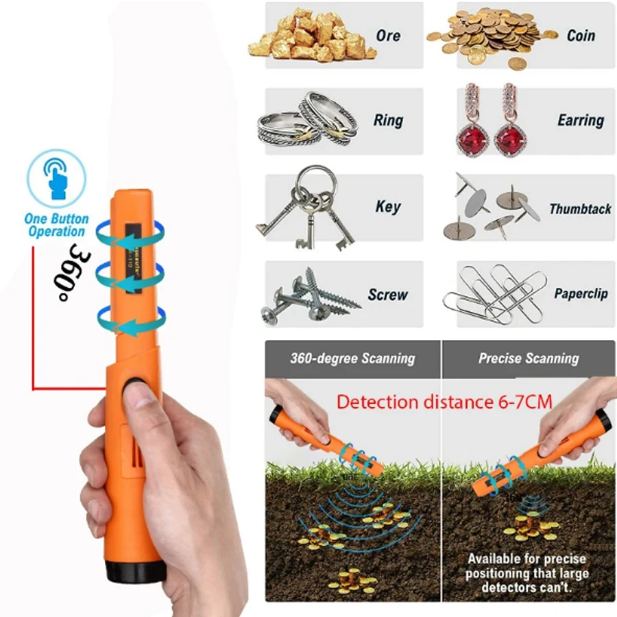 Portable TC-110 Metal Detector Pointer Pinpoint GP-pointer Hand Held Metal Detector Positioning Rod Detector IP68 Waterproof