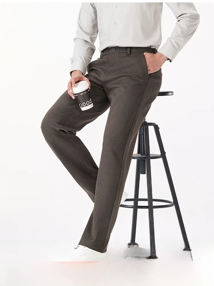 

Busin Casual Men's Straight Leg Wool Blend Comfortable Breathable Autumn Winter Pants Commute Friendly Store Exclusive
