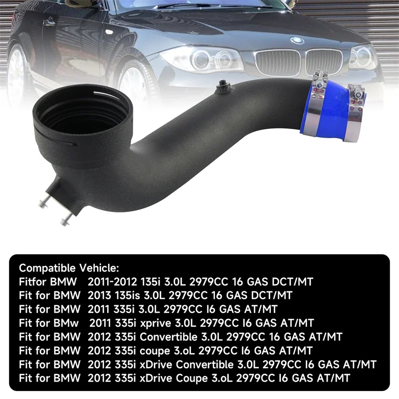 Aluminum Wrinkle black Intake Turbo Charge Pipe Fit For BMW N55 135i 335i E92 E93 E82 xDrive3.0L Turbo E92 E93 E82 2011-2012