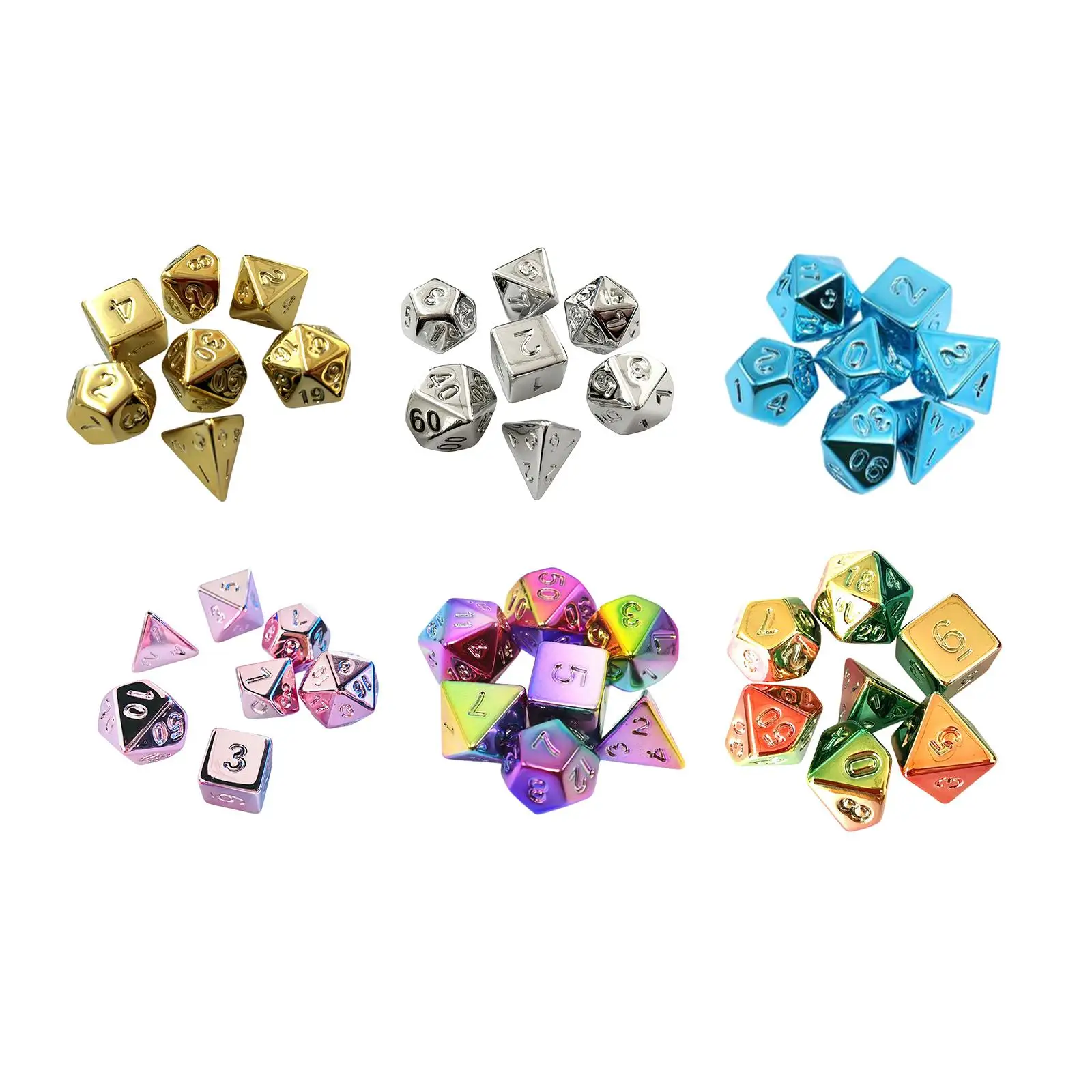 7Pcs Acrylic Dices Party Favors D4 D8 D10 D12 D20 Polyhedral Dices Set Game