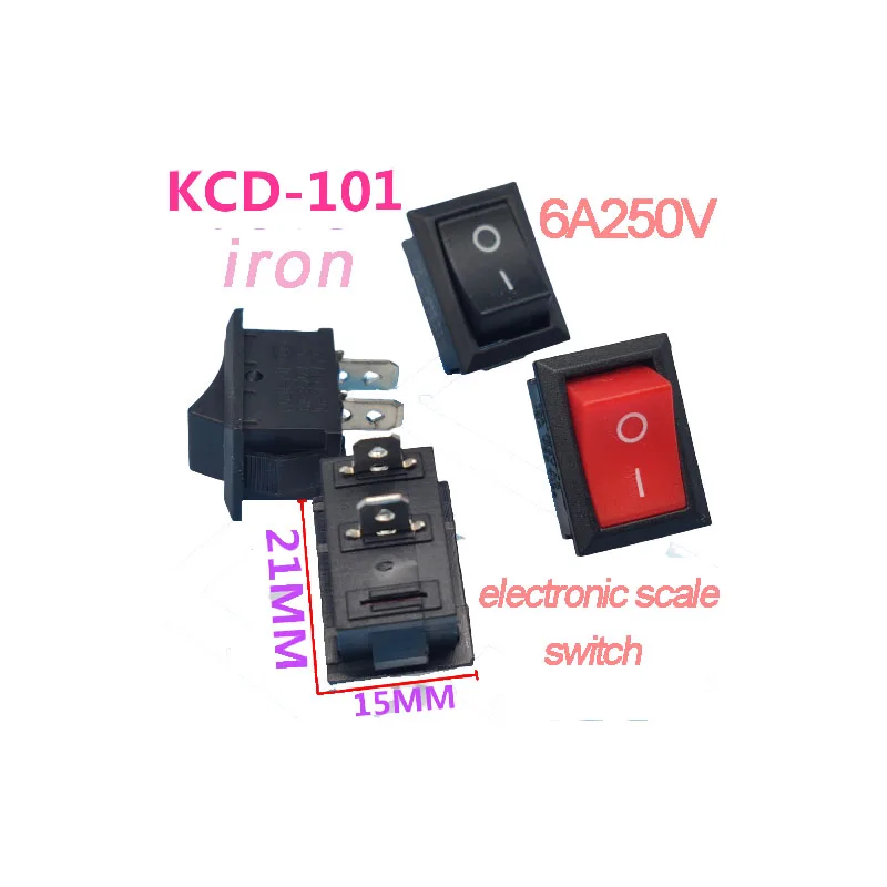 ZJSHUYI Single Pole Boat Switch Rocker Power Switch KCD1-101 Red 2 Feet 2 Gear Electronic Scale Switch Iron Feet