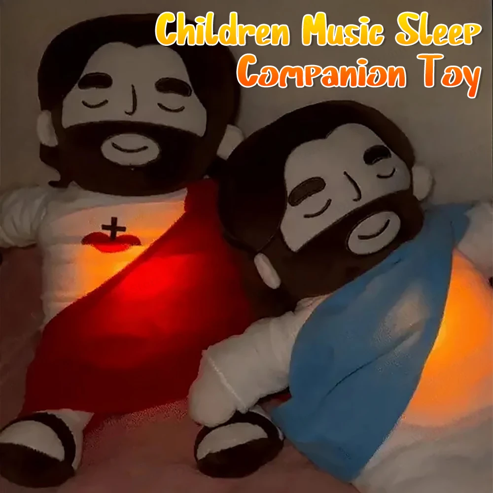 Jesús de peluche bebé calmante juguete de respiración muñeca de Jesús juguete de peluche ajuste de cuatro engranajes niños música compañero de sueño juguete niños Navidad G