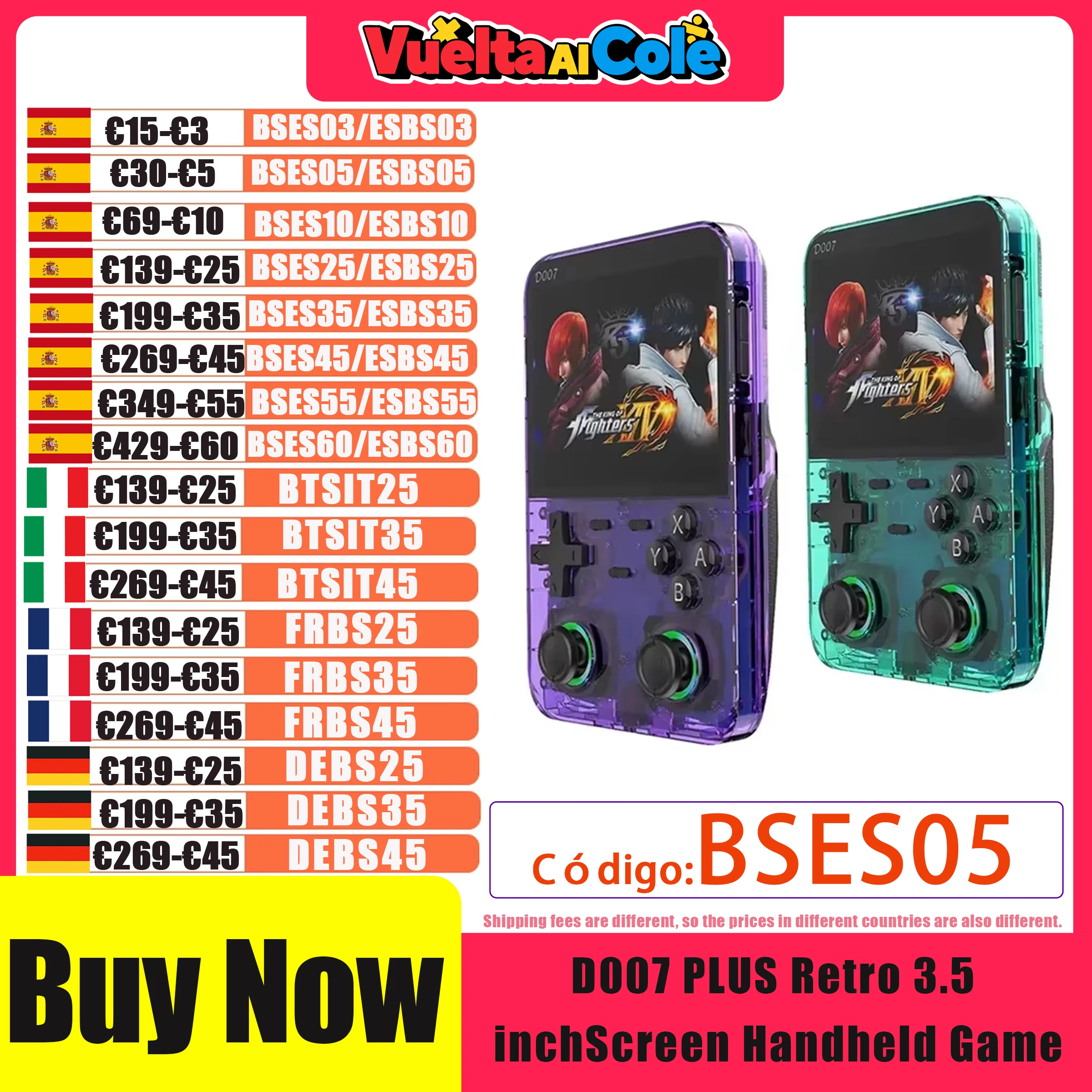 D007 Console per videogiochi portatile portatile, schermo da 3,5 pollici, 16000 giochi, RK3326, sistema operativo Linux, PS1/PSP/DC/N64