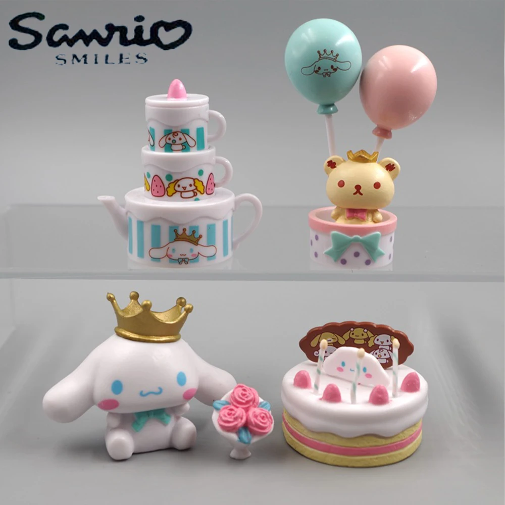 Sanrio 6Cm Figure Anime Cinnamoroll Balloon Bear Party Doll Kawaii Diy Cake Decoration Christmas Maid Gifts Toy Childrens