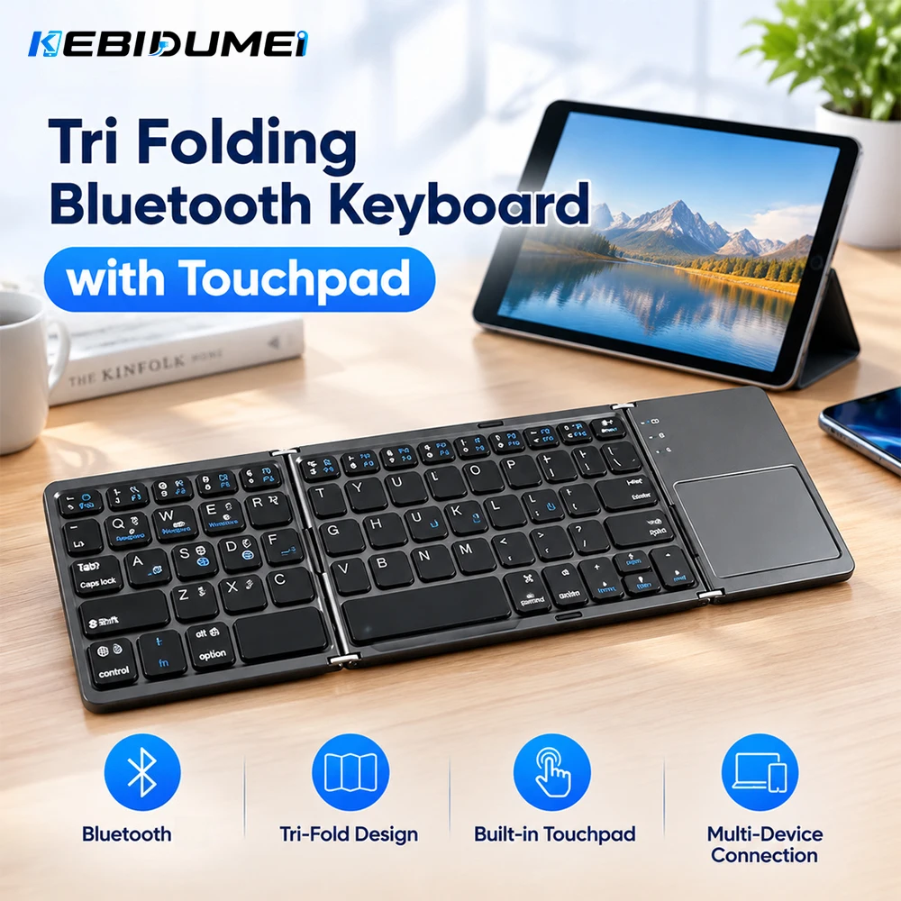 Gaming Keyboard Mini - KEBIDUMEI – składana trójkrotnie klawiatura Bluetooth