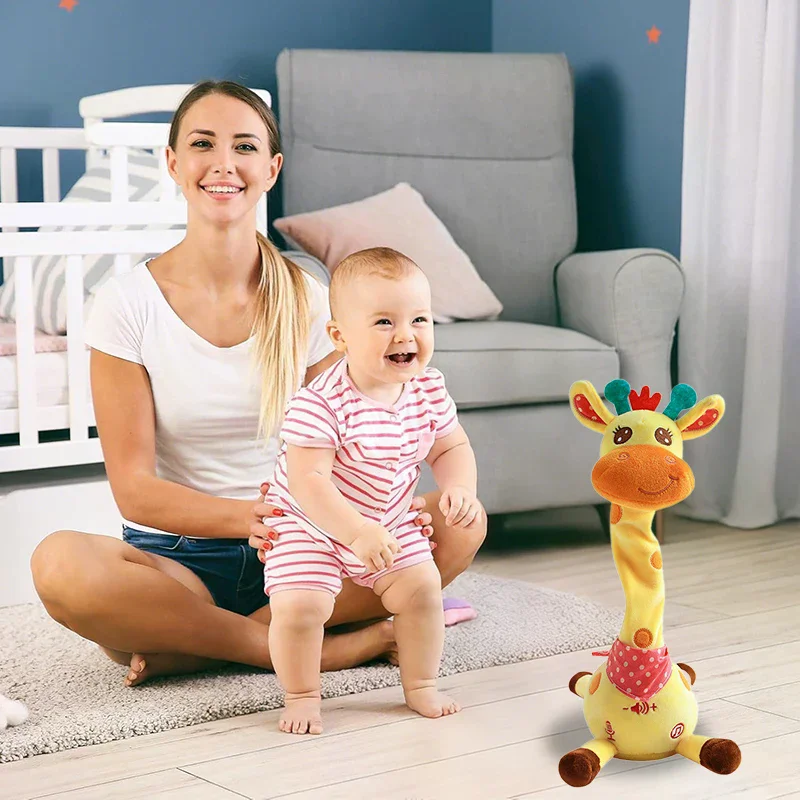 Dancing Talking Giraffe Toy, Stuffed Animal Baby Toy Repeating What You Say, Glowing Musical Giraffe With Children's Songs Gifts