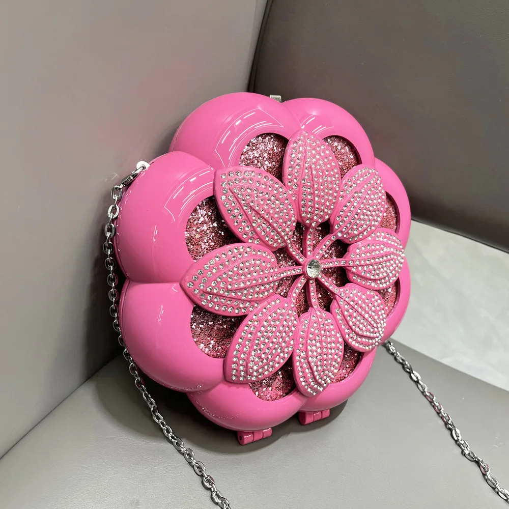 

New Fashion Flower Bag Creative Women Handbag Cute Box Shoulder Bag Evening Bag