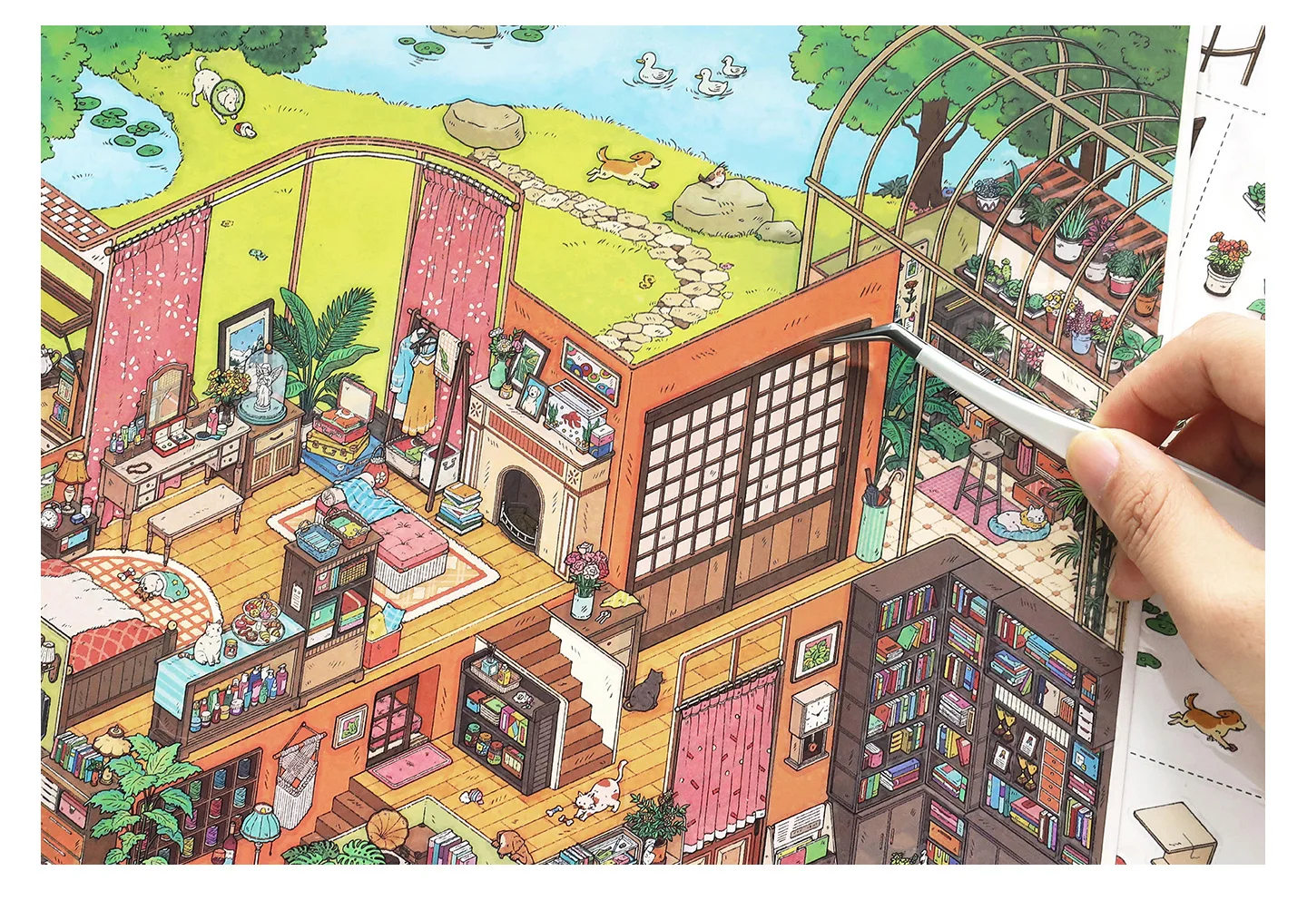 JIANQI Kawaii Apartment Building 3D Underground Exploration Landscape Sticker DIY Pocket Cabin Scene Sticker Scrapbook-Zubehör – Detail 12