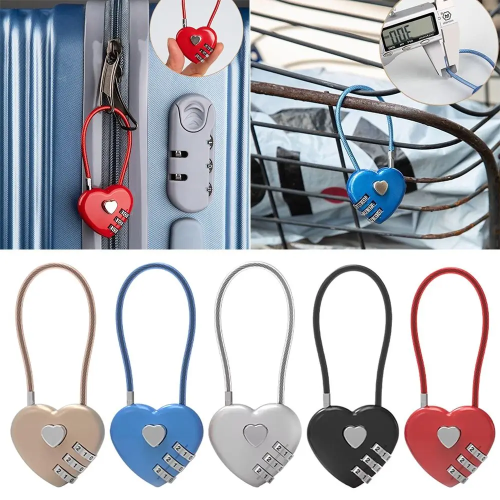 Herramienta de seguridad estilo corazón amor contraseña bloqueo 3 dígitos contraseña código candado cerradura concéntrica mochila