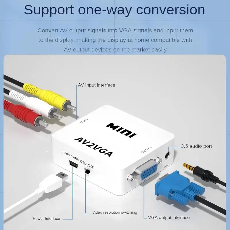 RAMMIND AV to VGA Converter 1080P AV2VGA Adapter RCA to VGA Video Converter for Monitor TV Box DVD - view 2