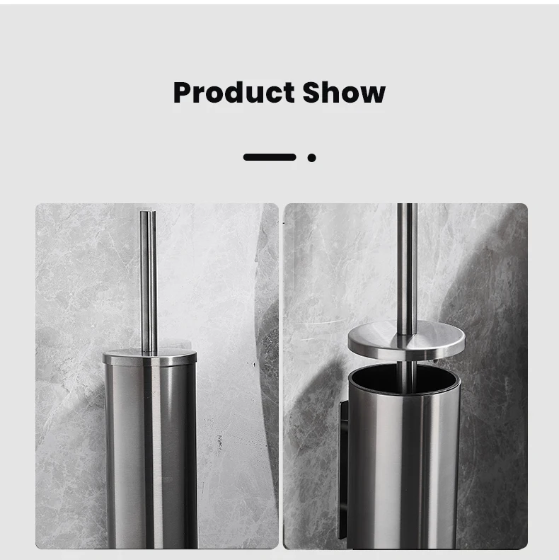 Toilet Brush High Quality Wall Mounted 304 Stainless Steel Cleaning Tools No Drill Bathroom Accessories WB8713