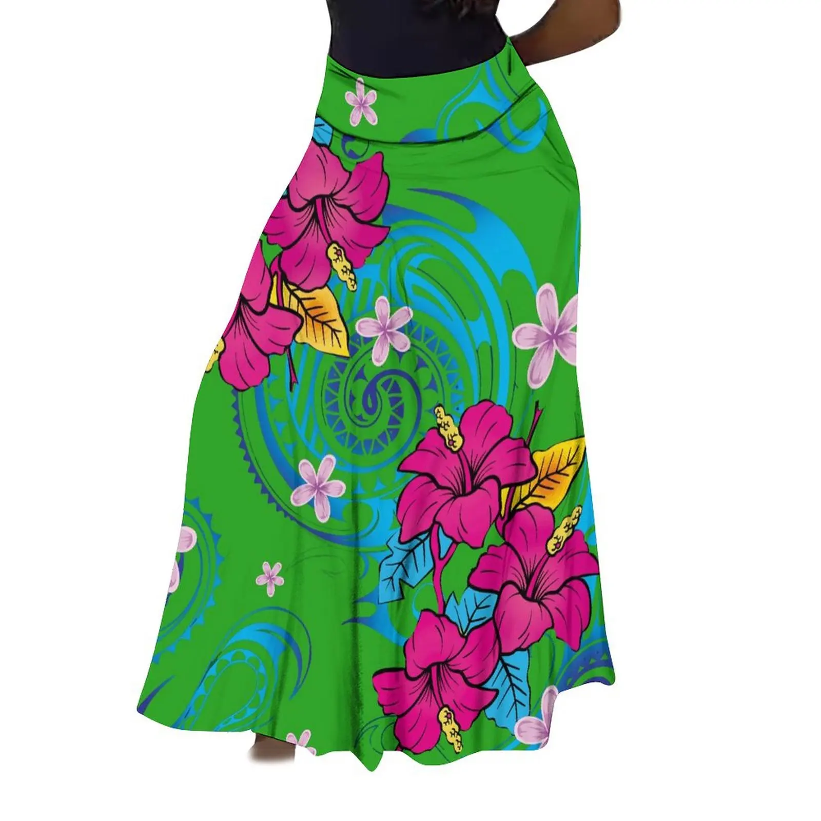 High Quality Women'S High Waist Skirt Full Skirt Skirt Fashion Long Skirt Pacific Island Design Hd Pattern Custom