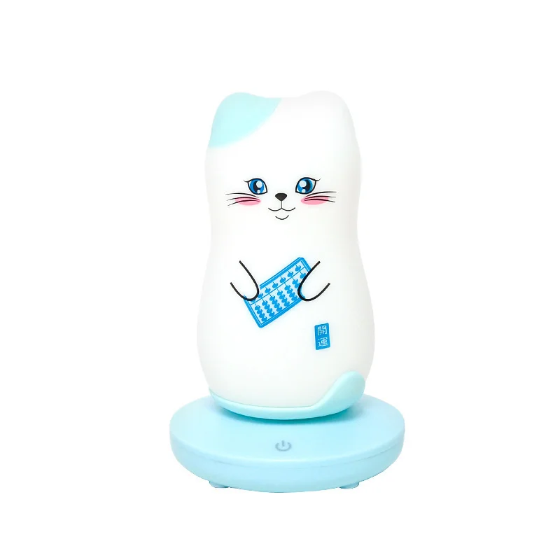 Color Changing Sensitive Cute Cat Night Light For Kids Led Cartoon Night Light Bedside Table Lamp